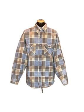 SEARS FIELD MASTER Vintage Men’s Quilted Plaid Flannel Shirt Size XL Tall